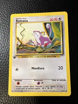 ## Pokemon Spanish Rattata Base Set 1st Edition 61/102 WOTC 1999 Vintage NM - Image 1