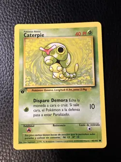 # Pokemon Spanish Caterpie Base Set 1st Edition 45/102 WOTC Vintage NM - Image 1