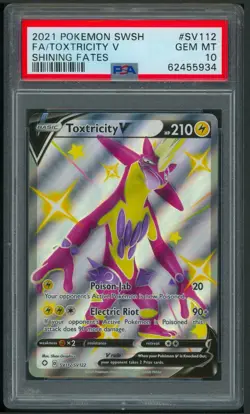 Pokemon SWSH Shining Fates Shiny Toxtricity V Full Art SV112/SV122 PSA 10 - Image 1