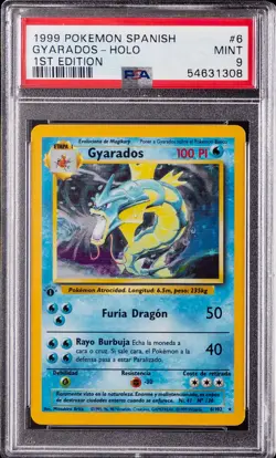 1999 POKEMON SPANISH 1ST ED #6 GYARADOS-HOLO PSA 9 - Image 1