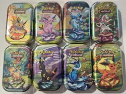 Pokemon Mini Tin Case 40 Tins Jolteon Espeon Glaceon Sylveon prismatic evolution - Image 5