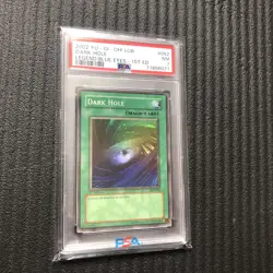 Yugioh! Dark Hole LOB-052 Super Rare 1st Edition English PSA Graded NM 7 - Image 1