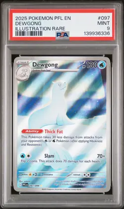 2025 POKEMON PFL EN-PHANTASMAL FLAMES ILLUSTRATION RARE #097 DEWGONG PSA 9 - Image 1