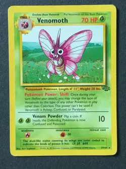 Venomoth 29/64 jungle set non holo Rare Vintage Wotc Pokemon Card - Image 1