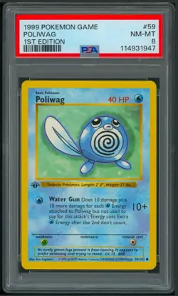 Pokemon 1st Edition Base Set Poliwag 59/102 PSA 8 - Image 1