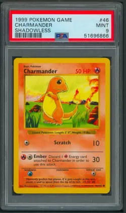 Pokemon Base Set Shadowless Charmander 46/102 PSA 9 - Image 1