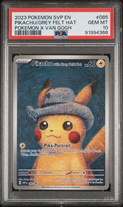 2023 POKEMON SVP EN-SV BLACK STAR PROMO #085 PIKACHU WITH GREY FELT HAT PSA 10 - Image 1