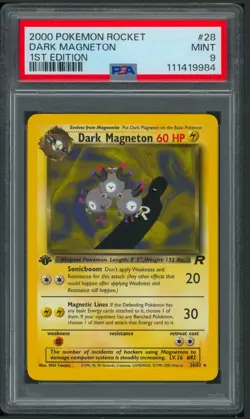 Pokemon 1st Edition Team Rocket Dark Magneton 28/82 PSA 9 - Image 1