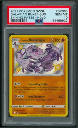 Pokemon SWSH Shining Fates Shiny Galarian Runerigus SV066/SV122 PSA 10 - Image 1