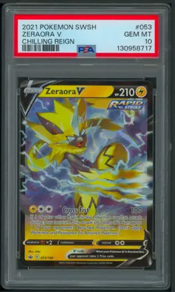 Pokemon SWSH Chilling Reign Zeraora V 053/198 PSA 10 - Image 1