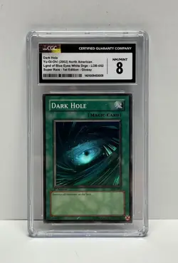 Yugioh Legend Of Blue Eyes LOB-052 Dark Hole 1st edition Super Rare Glossy CGC 8 - Image 1