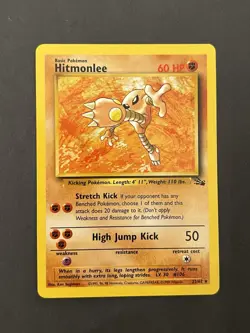 Pokemon TCG Hitmonlee 22/62 Fossil Regular Rare English Card Basic Stage 60 HP - Image 1