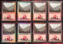 Magic The Gathering Foil Odyssey Basic Lands signed By Artist Rob Alexander (24) - Image 2