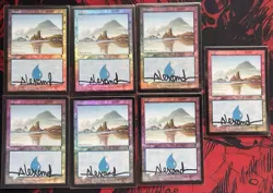 Magic The Gathering Foil Odyssey Basic Lands signed By Artist Rob Alexander (24) - Image 3