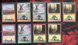 Magic The Gathering Foil Odyssey Basic Lands signed By Artist Rob Alexander (24) - Image 4