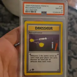 Pokemon 1999 French Recuperateur Trainer Base Set 1st Edition Rare PSA 8 74/102 - Image 1