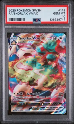 2020 POKEMON SWORD & SHIELD #142 FULL ART/SNORLAX VMAX PSA 10 - Image 1