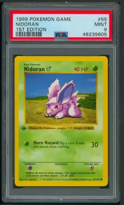 Pokemon 1st Edition Base Set Nidoran 55/102 PSA 9 - Image 1