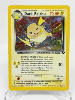 Pokemon Holo Secret Rare Card - Dark Raichu 83/82 (Team Rockets Set) - Image 1