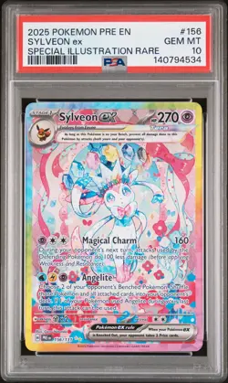 2025 POKEMON PRE EN-PRISMATIC EVOLUTIONS #156 SYLVEON EX PSA 10 - Image 1