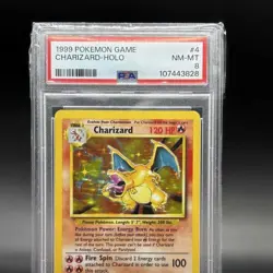 1999 POKEMON GAME CHARIZARD-HOLO PSA 8 NM-MT 4/102 Base Set - Image 1