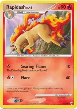 Pokemon Platinum Arceus 47/99 Card Uncommon Rapidash - Image 1