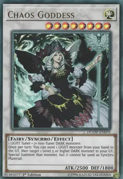 Yugioh! LP Chaos Goddess - DUOV-EN079 - Ultra Rare - 1st Edition Lightly Played, - Image 1