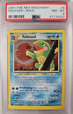 PSA 8 NM-MINT 2001 POKEMON NEO DISCOVERY POLITOED HOLO 8/75! 🔥SWIRL🔥 - Image 2