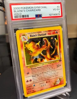 2000 Pokemon Gym Challenge Blaine’s Charizard Holo #2 - PSA 4 - Vintage WOTC - Image 4