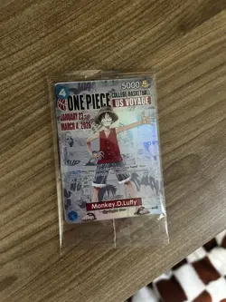 🔥RARE!! Bandai Namco One Piece CCG Monkey.D.Luffy US Voyage Promo Card (Sealed) - Image 1