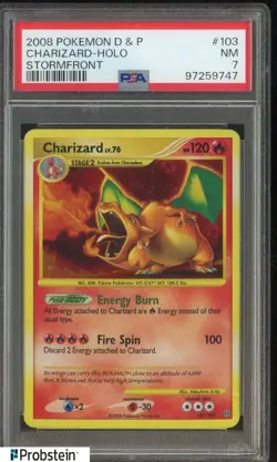 2008 Pokemon D & P Stormfront #103 Charizard Holo PSA 7 NM - Image 1