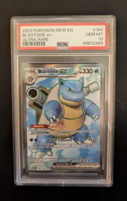 POKEMON 2023 151 BLASTOISE EX Ultra Rare 184/165 PSA 10 Gem Mint Full Art - Image 1