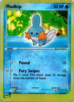 Mudkip - 60/109 Common Ruby and Sapphire Reverse Holo MP Pokemon TCG - Image 1