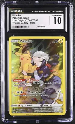 CGC 10 Pikachu Lost Origin TG05/TG30 Trainer Gallery Holo Pokemon Card - Image 1