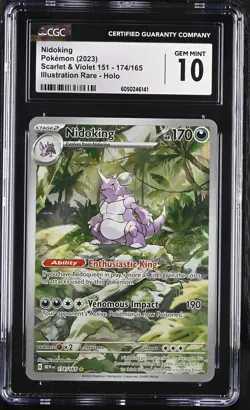 CGC 10 Nidoking Scarlet & Violet 151 174/165 Illustration Rare Pokemon Card - Image 1