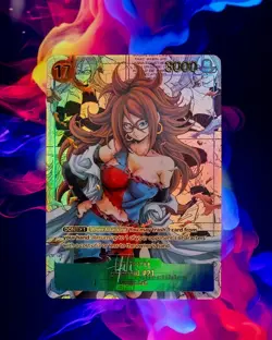 Android 21 Dragon Ball Custom TCG English Flash Gold Foil Card Anime Waifu - Image 1