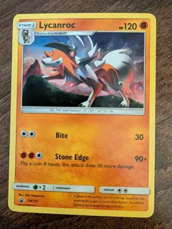 Lycanroc SM105 Sun & Moon Black Star Promo Cosmos Holo Pokemon Card **SWIRL** - Image 1