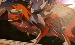 Lycanroc SM105 Sun & Moon Black Star Promo Cosmos Holo Pokemon Card **SWIRL** - Image 3