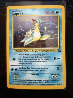 Pokemon TCG Lapras Fossil Holo Rare Card 10/62 NM/LP Condition - Image 1