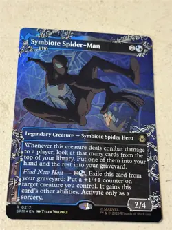 mtg borderless foil Symbiote Spider-Man, from Spiderman set, unplayed - Image 1