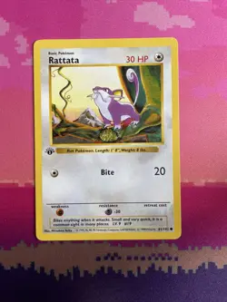 Pokemon Card Rattata Shadowless Base Set 1st Edition Common 61/102 Near Mint - Image 1