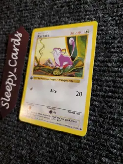 Rattata 61/102 Base Set 1st Edition WOTC NM Pokemon Shadowless - Image 2