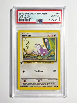 PSA 10 Gem Mint 1st Edition Rattata 1999 Pokemon Base Set SPANISH #61 - Image 1