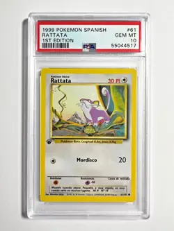 PSA 10 Gem Mint 1st Edition Rattata 1999 Pokemon Base Set SPANISH #61 - Image 2