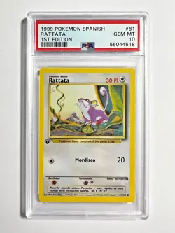 PSA 10 Gem Mint 1st Edition Rattata 1999 Pokemon Base Set SPANISH #61 - Image 3