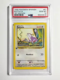 PSA 10 Gem Mint 1st Edition Rattata 1999 Pokemon Base Set SPANISH #61 - Image 4