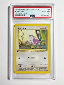 PSA 10 Gem Mint 1st Edition Rattata 1999 Pokemon Base Set SPANISH #61 - Image 5