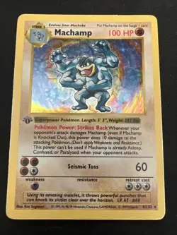 Machamp 8/102 Base Set 1st Edition Shadowless Vintage Pokemon Card WoTC 1999 - Image 2