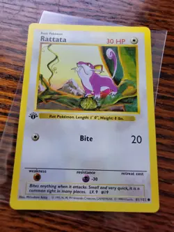 Pokemon 1st edition Shadowless Rattata Base Set 61/102 NM - Image 1