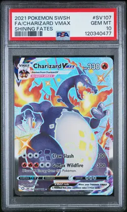 2021 POKEMON SWORD & SHIELD SHINING FATES #SV107 FULL ART/CHARIZARD VMAX PSA 10 - Image 1